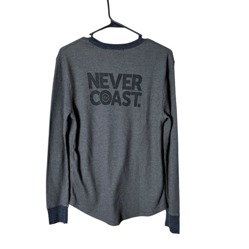Flywheel Mens Never Coast Thermal Shirt Medium Grey Long‎ Sleeve Grunge